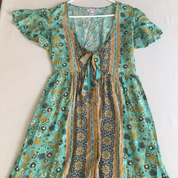 Band of Gypsies Boho Dublin Surplice Ruffled midi dress sz small - Picture 5 of 11